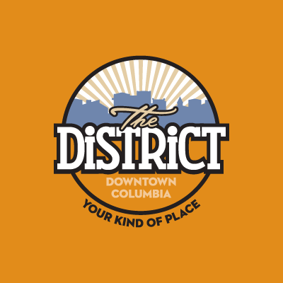 The District logo downtown Columbia skyline