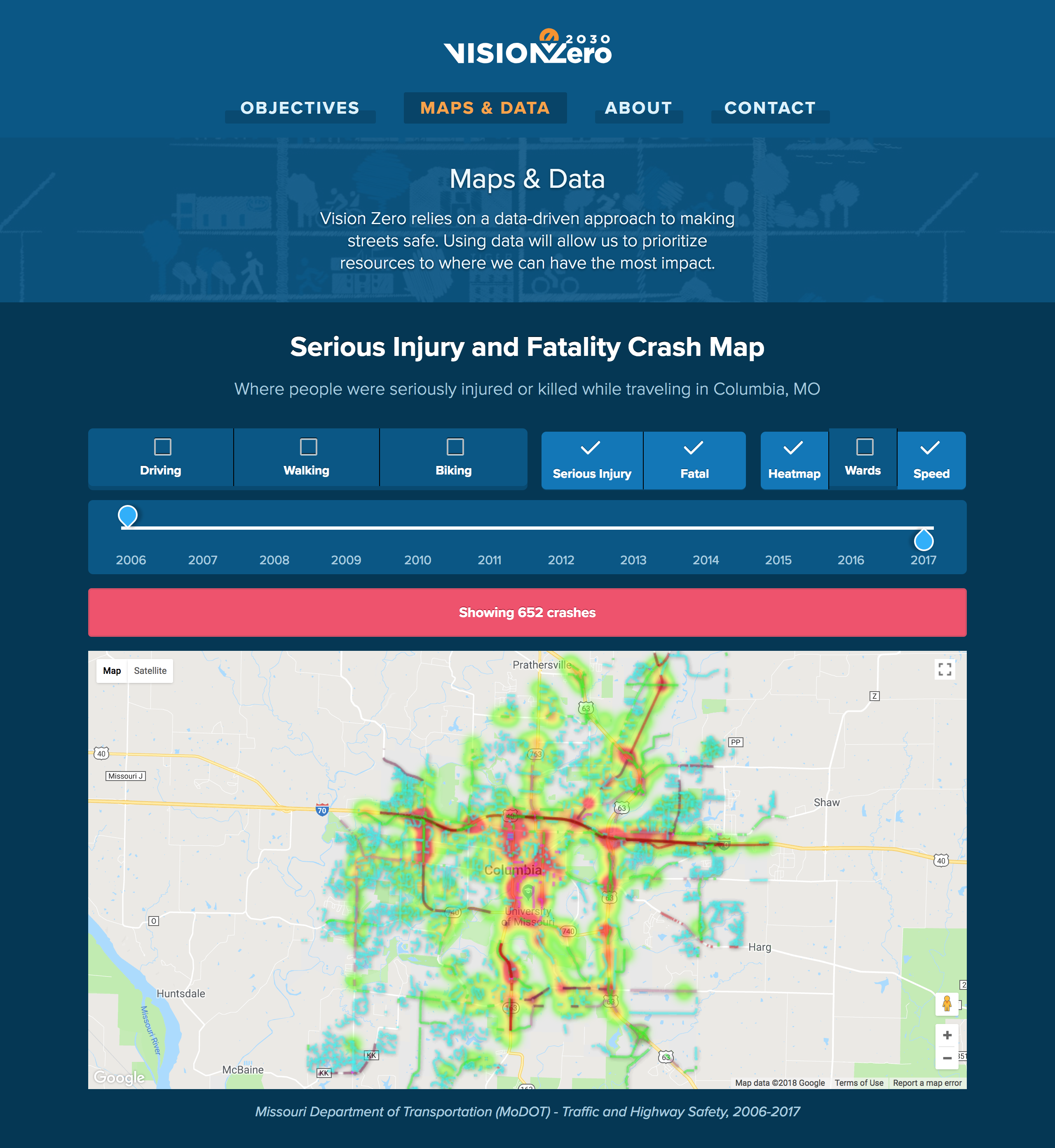 Vision Zero crash map